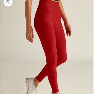Beyond Yoga Ruby Red Heather Caught In The Midi Leggings 7/8